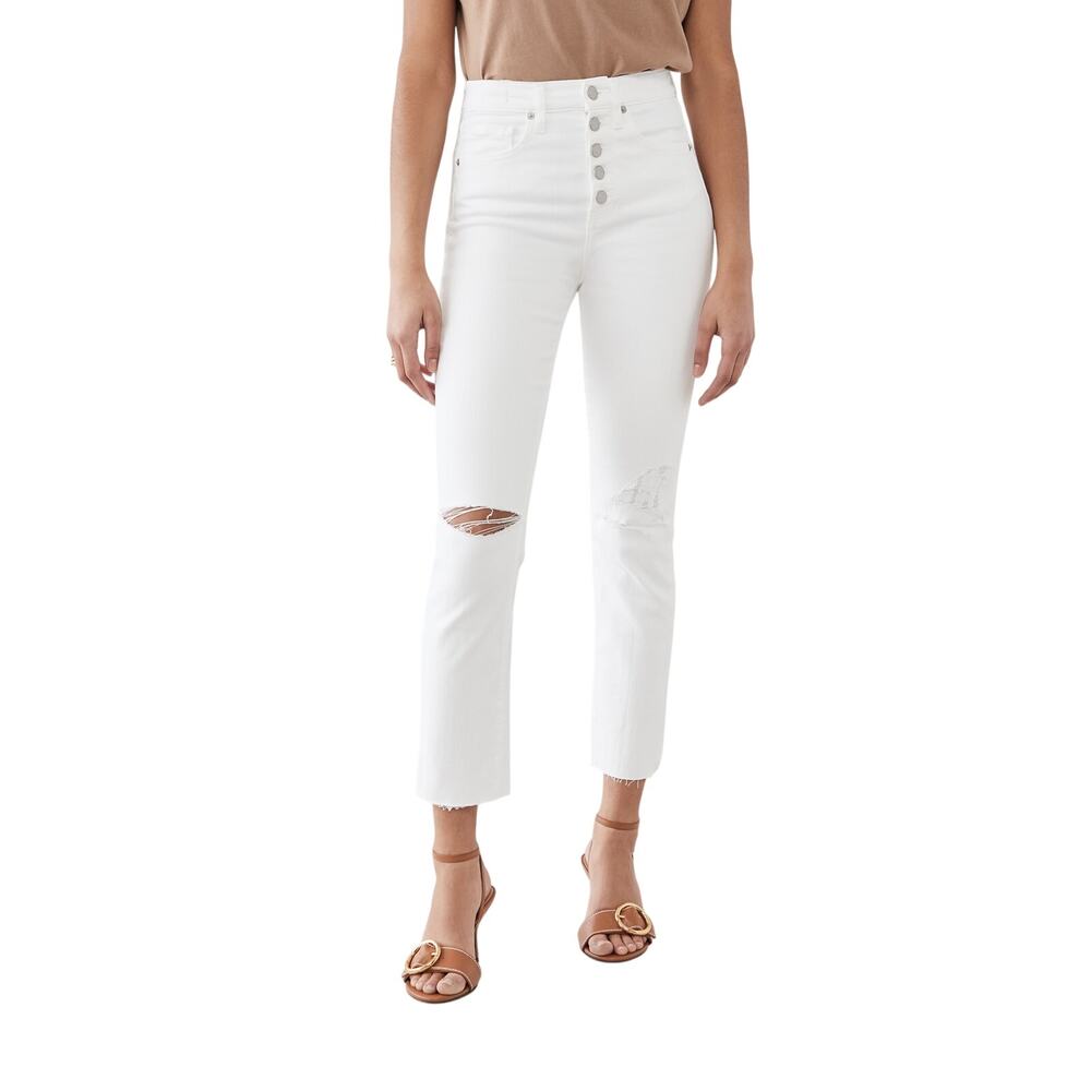 Veronica Beard High Rise Slim Straight White Ryleigh Size 25 Cotton Blend Denim